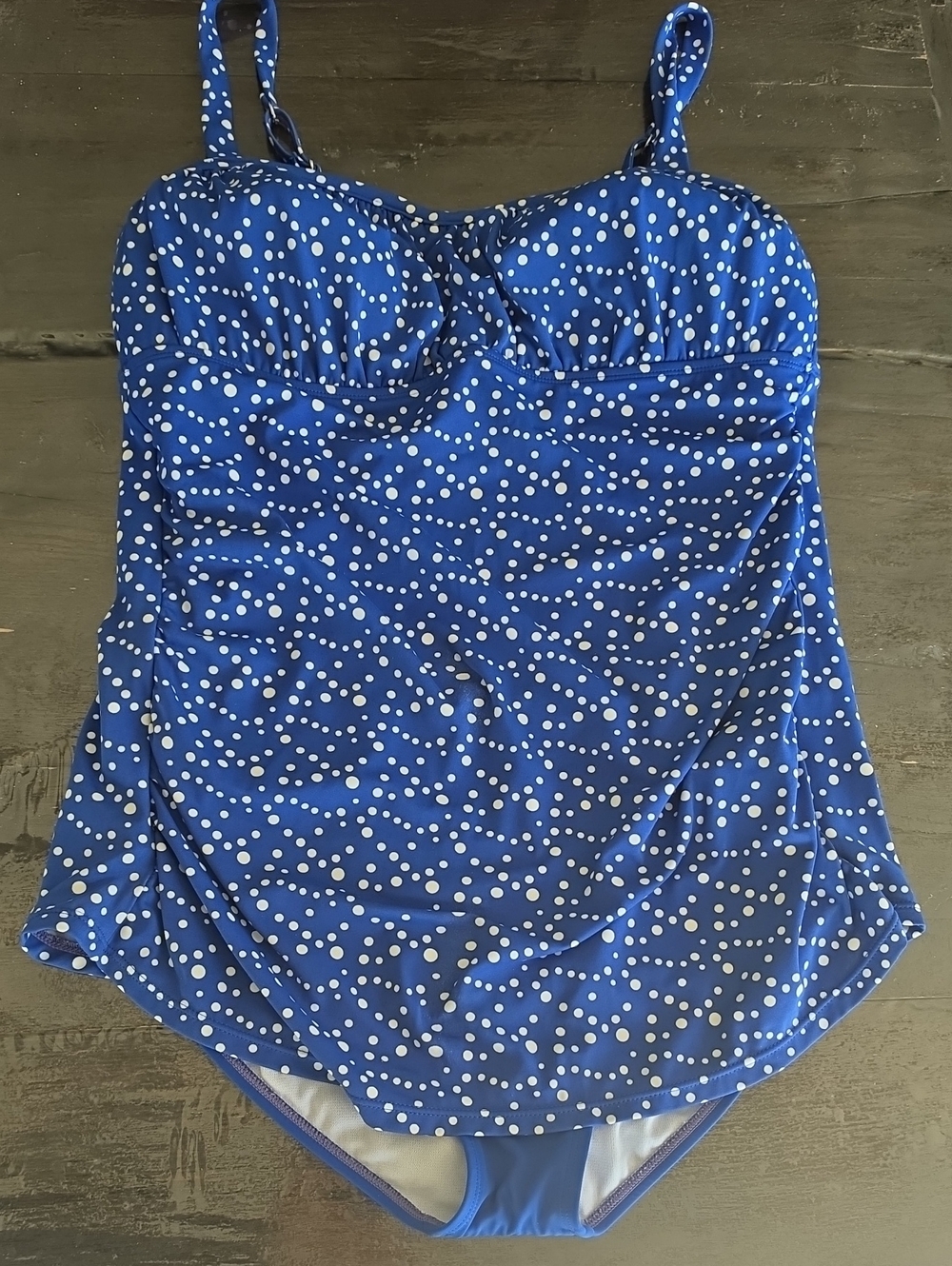 (16) Jantzen Royal Blue and White Polka Dot Camisole One Piece Pin Up Classic
